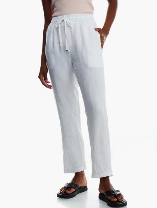 Polo White Linen High Rise Pants