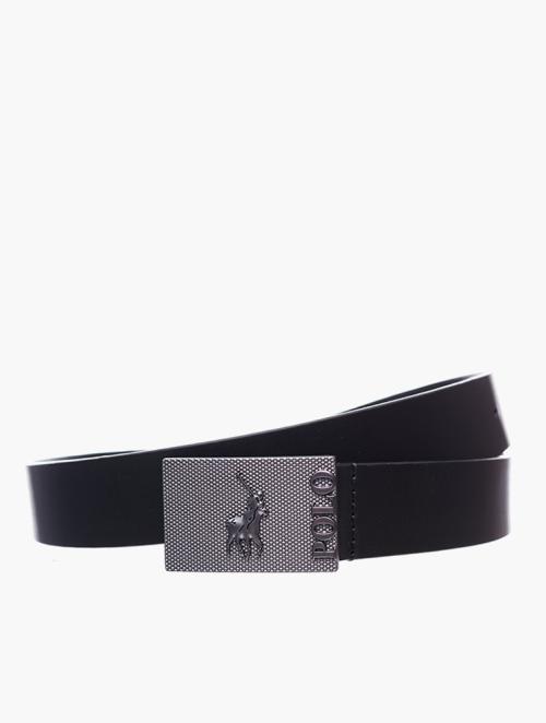 Polo Black Debossed Logo Buckle Belt