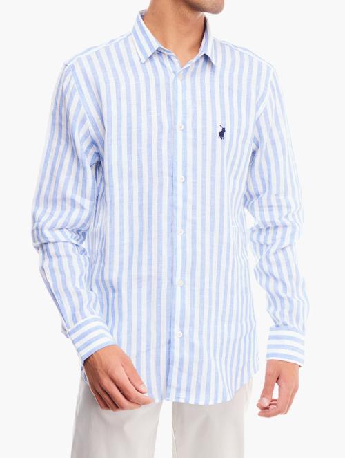 Polo Blue Linen Long Sleeve Shirt