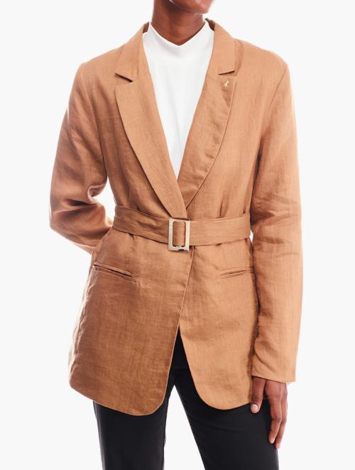 Polo Brown Belted Linen LS Blazer