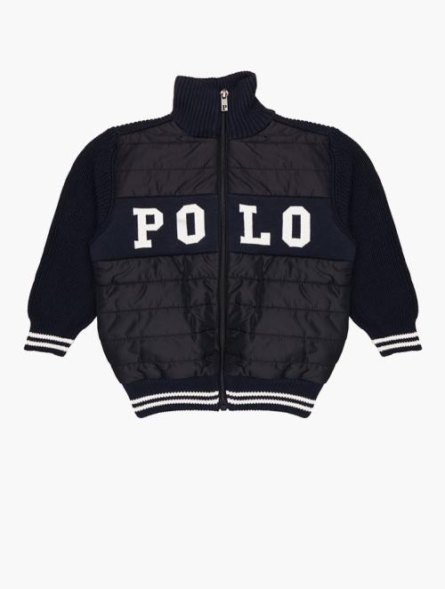 Polo Navy Knitted Long Sleeve Zip Thru Jacket