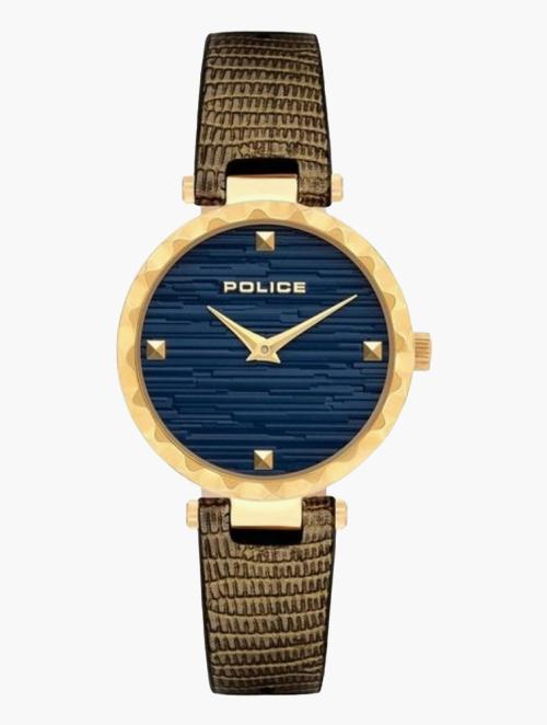 Police Bronze & Navy Leather Quarem Watch