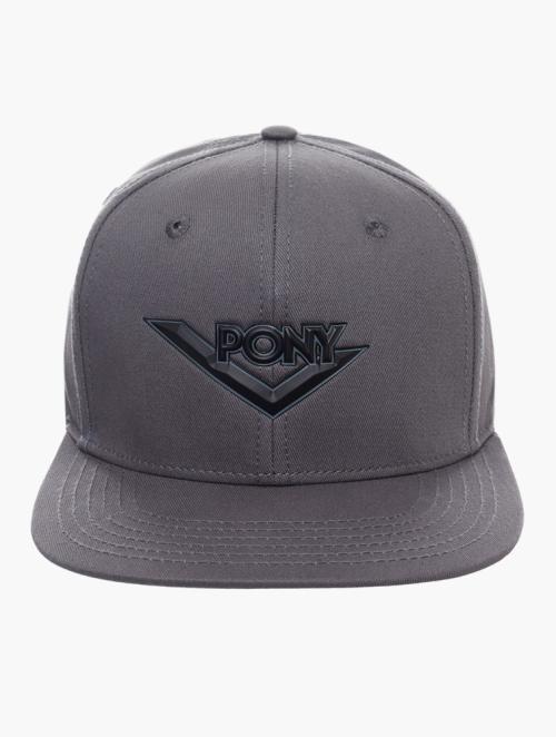 Pony Grey & Black Baseball Flat Peak Cap