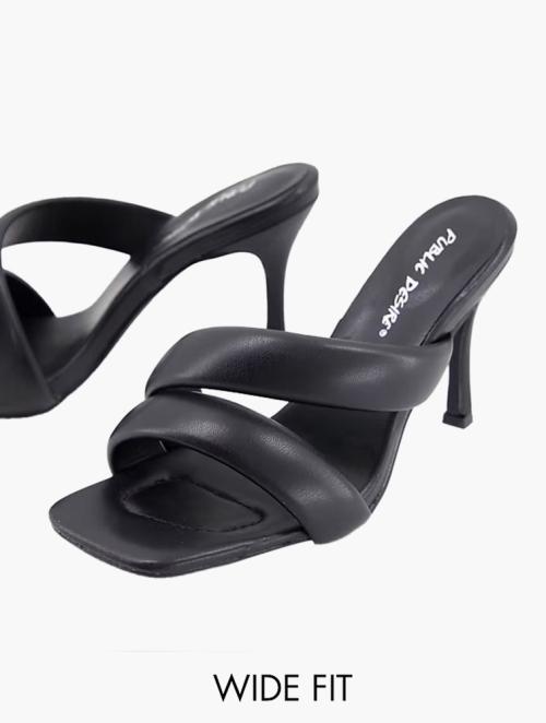 Public Desire Black Wide Fit Calm Padded Mules