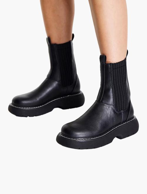 Public Desire Black Knit Mix Concept Chelsea Boots