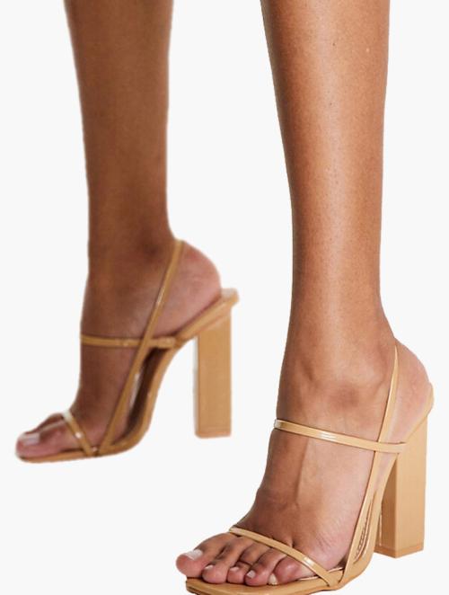 Public Desire Camel Patent Halley Block Heel Sandals