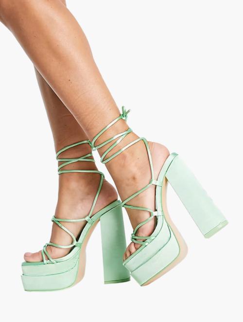 Public Desire Mint Green Glow Girl Platform Heel Sandals