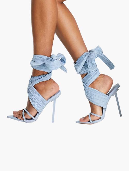 Public Desire Blue Brunchin Wrap Ankle Heel Sandals