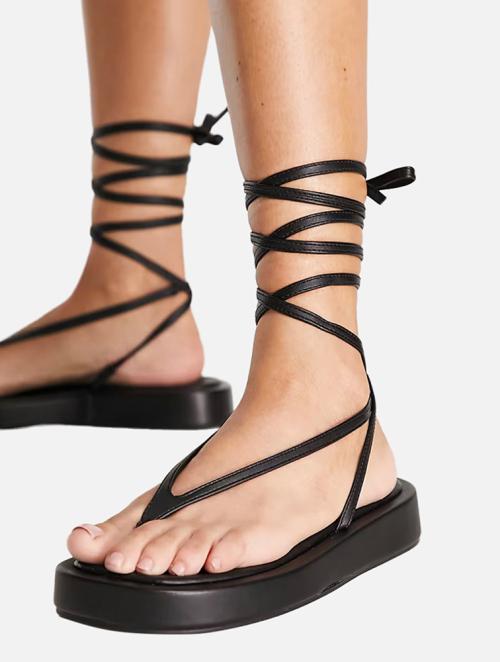 Public Desire Black Beachbabe Flatform Sandals