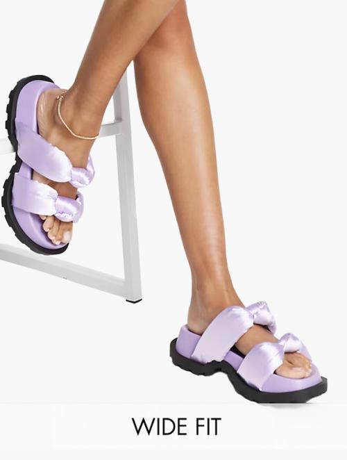 Public Desire Lilac Kiwi Wide Fit Padded Knot Chunky Sandals