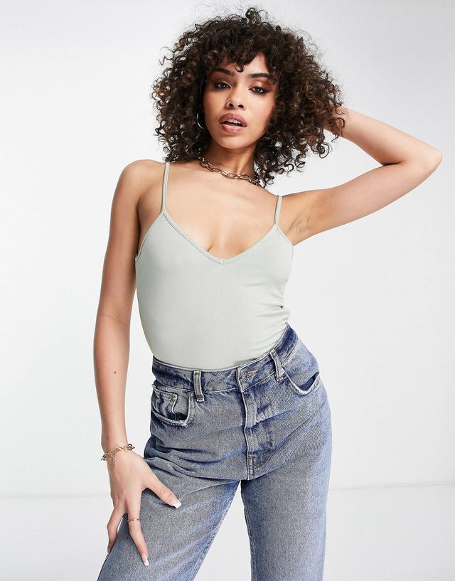 Public Desire Sage Green Low Back Double Layer Bodysuit