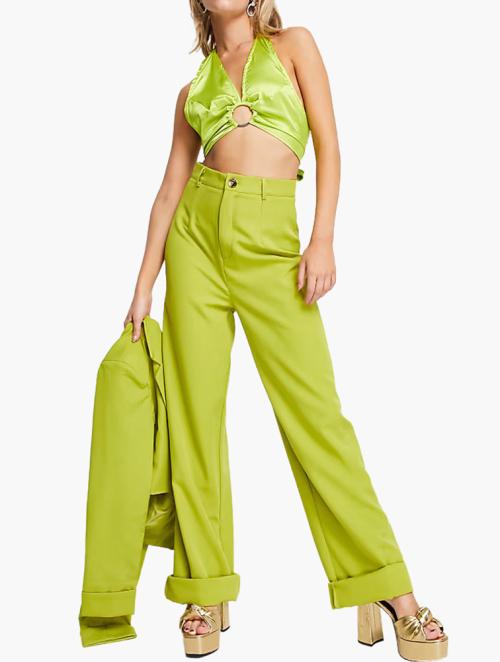 Public Desire Lime Co-Ord Wide Leg Tailored Trousers