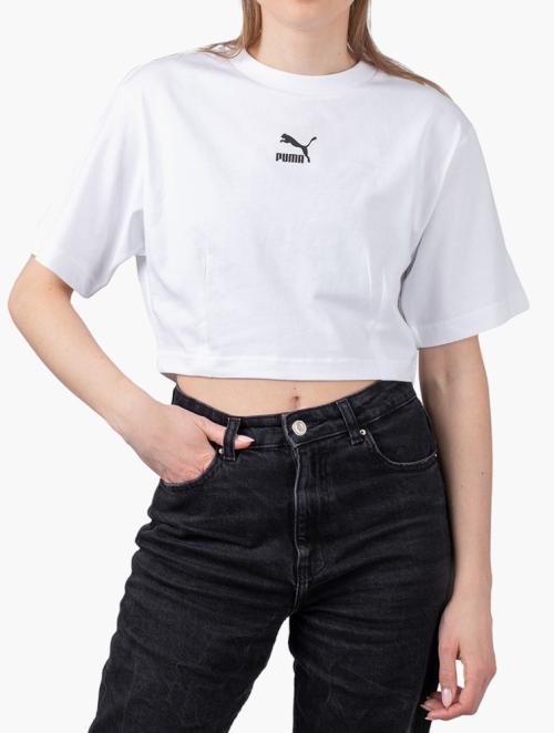 PUMA White Dare To Cropped Relaxed Tee