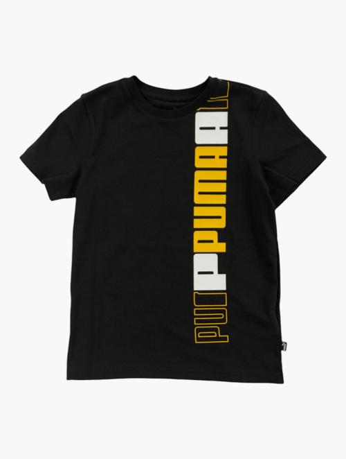 PUMA Black & Yellow Ess+ Logo Lab Tee