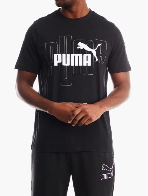 PUMA Black Graphic Logo Short Sleeve Tee