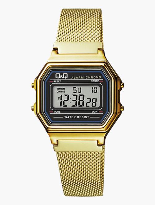 Q&Q Gold & Black Steel Watch