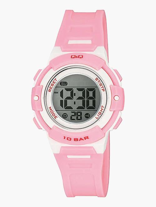 Q&Q Pink Rubber Strap Digital Watch