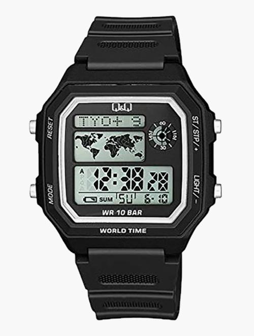 Q&Q Black Digital Resin Quartz Watch