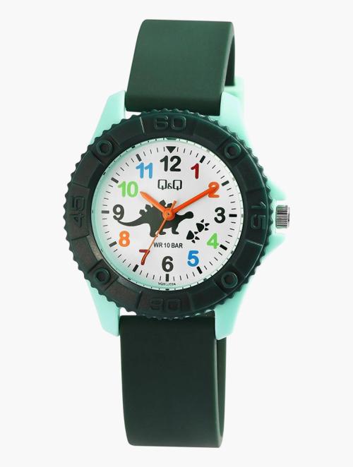 Q&Q Green & Multi-Colour Resin Strap Watch