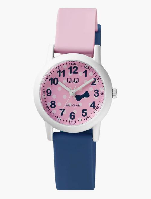 Q&Q Kids Purple Blue & Pink Bow Resin Watch