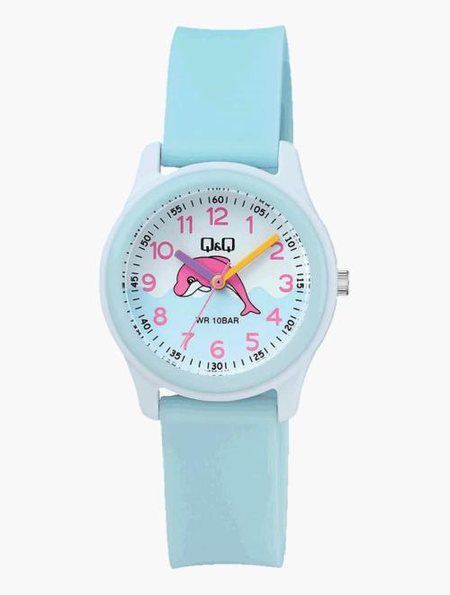 Q&Q Kids Light Blue Resin Dolphin Watch