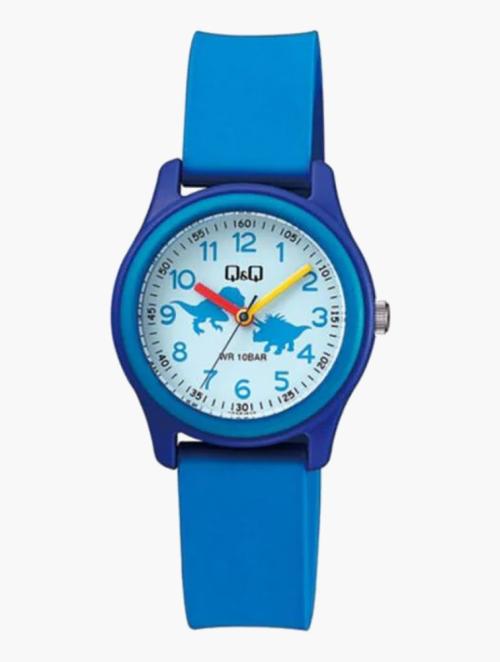 Q&Q Blue Rubber Strap Analog Watch