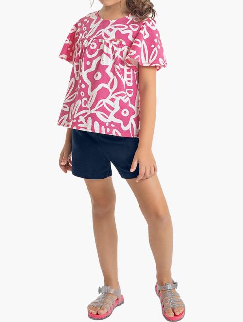 Quimby Single Jersey Blouse And Sweatshorts - Pink