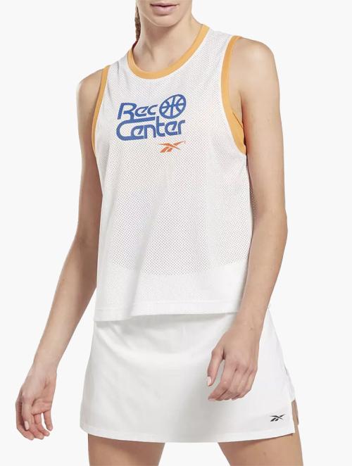 Reebok White Workout Ready Mesh Jersey Tank Top