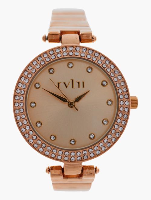 Revlri Rose Gold & Champagne T-bar Type Bracelet Watch