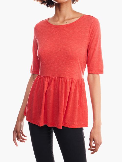 RFO Metallic Red Peplum Top 