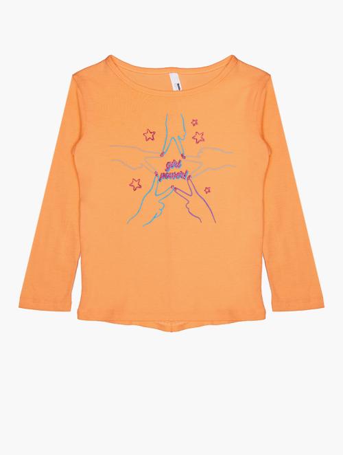 RFO Girls Orange Graphic Crew Neck Tee 