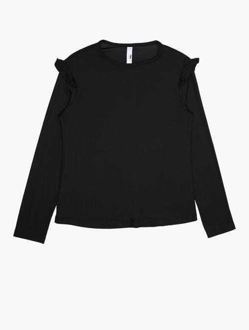 RFO Girls Black Rib Flutter Sleeve Top Co-Ord