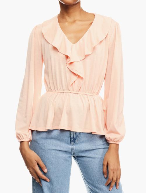 RFO Pastel Pink Chiffon Wrap Blouse