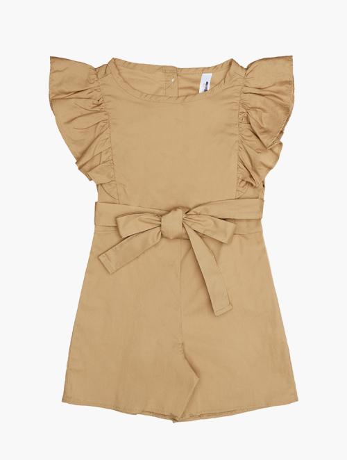 RFO Girls Taupe Frill Sleeve Short Jumpsuit