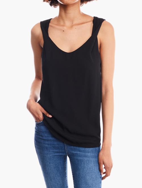 RFO Black Sleeveless Woven Top