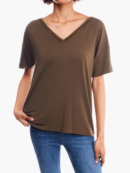 RFO Khaki The Pop Up Boho Rustic Top 