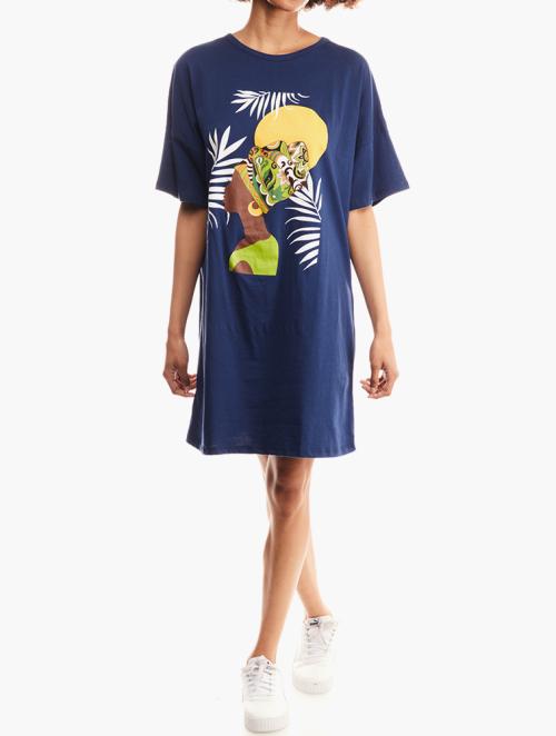 RFO Blue Graphic T-Shirt Dress