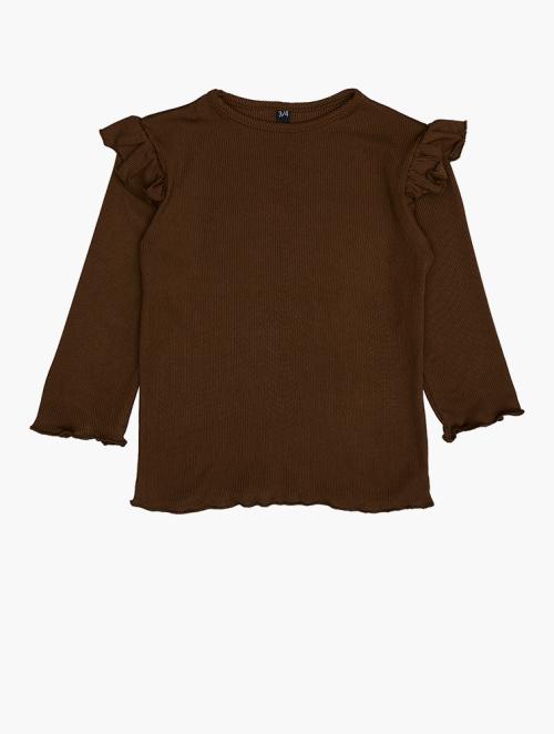 RFO Girls Brown Frill Top 