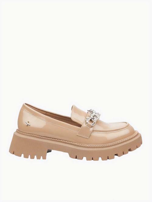 Rock & Co Taupe CHAINZ 1 Faux Patent Loafers 