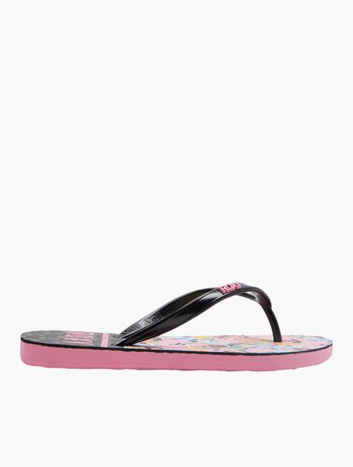Roxy Black & Candy Pink Viva Stamp Ii Flip-Flop Sandals