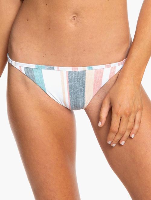 Roxy Bright White Aloha Stripe Printed Beach Classics Bikini Bottoms