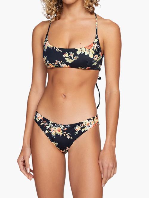 RVCA Black Floral Mary Cheeky Bikini Bottoms