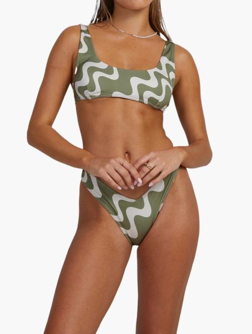 RVCA Green & White Waves Scooped Bralette