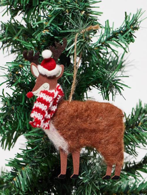 Sass & Belle Multi Festive Reindeer Design Christmas Decoration