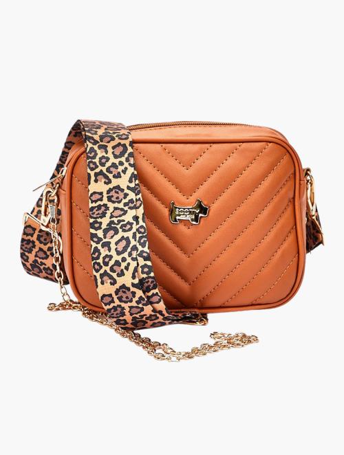 Scotty Bags & Co. Saddle Tan The Donatella Crossbody With Leopard Strap