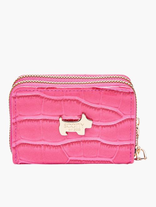 Scotty Bags & Co. Hot Pink Patent Vegan Crocodile The Monaco Double Zipper Purse With Cardholders