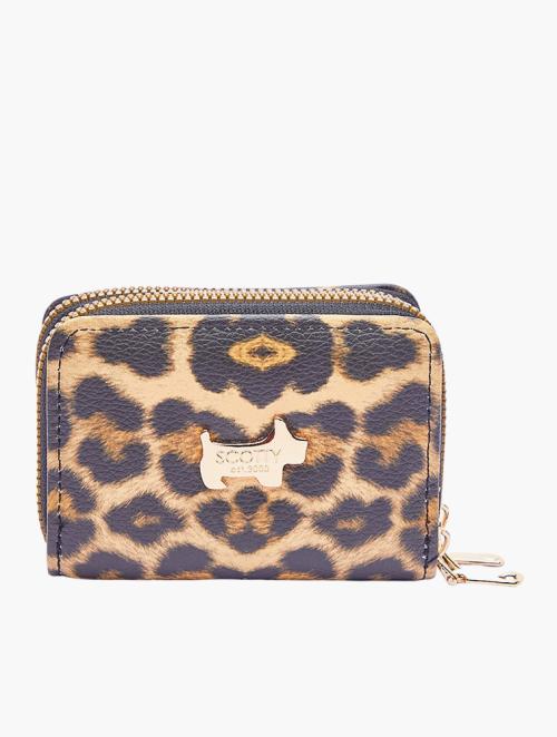 Scotty Bags & Co. Leopard Print Matt Vegan Leopard The Monaco Double Zipper Purse With Cardholders