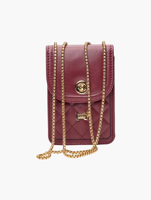 Scotty Bags & Co. Deep Red Lipstick The Mercialago Crossbody With Diamond Stitching