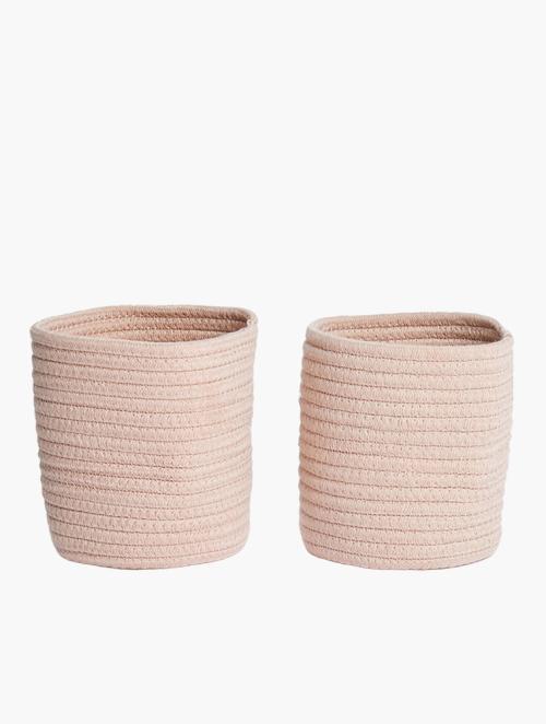 Sixth Floor Cotton Rope Storage Basket Set Of 2 - Dusty Pink