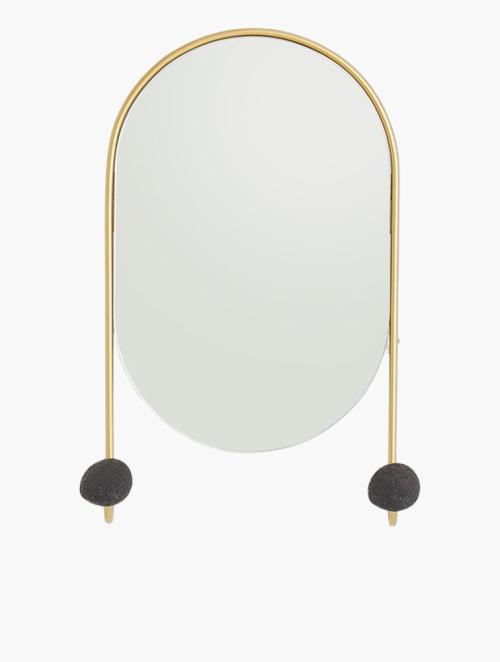 Sixth Floor Black & Gold Pill Shaped Mirror With Hooks
